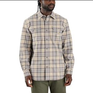Carhartt Men's Casual Plaid Shirt - Gray and Cream